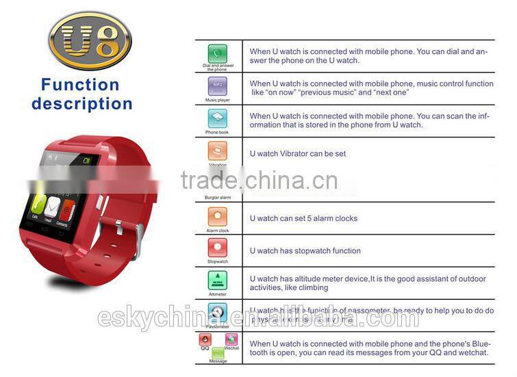 New products ! cheapest price. China Cheap Android Smart Watch U8 1.48inch TFT touch Sreen OEM Watch Phone