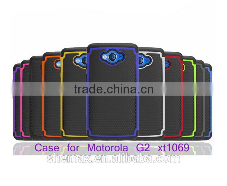shockproof cover case for motorola moto g2/two in one hybrid back cover for moto g2 xt1069