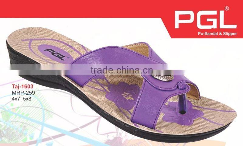 hot selling women slipper pu sole best range ladies shoes with fate sole sandal