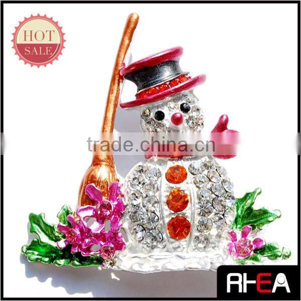 Manufacturer Fashion Crystal Snowman Christmas Brooch Jewelry