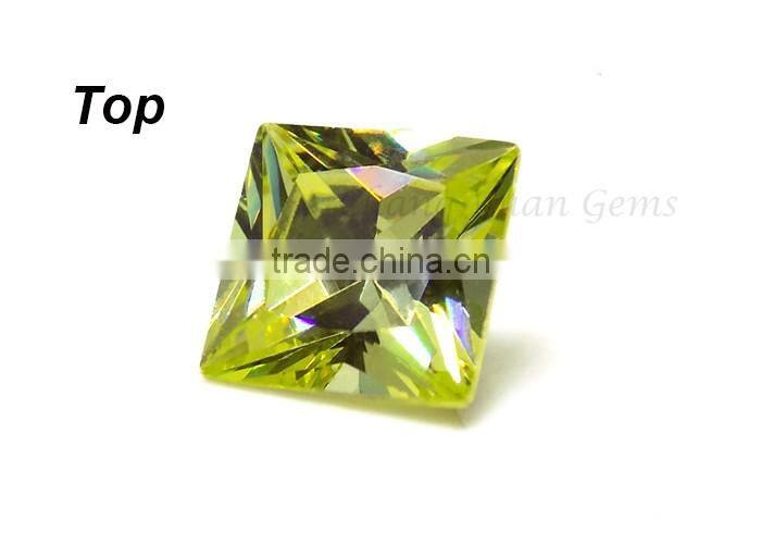 6x6mm Square Shape olive color zirconia gemstone