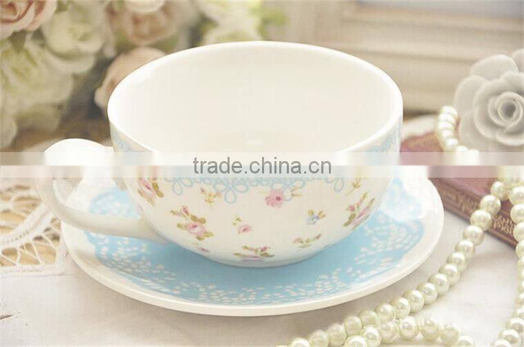 Promotional 3pcs bone china tea set with rose images