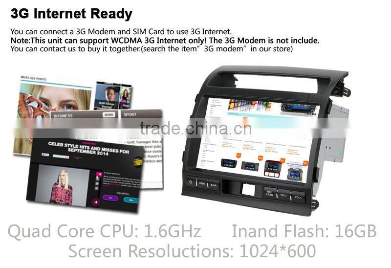 Quad Core Pure android 4.4.4 Car GPS for Toyota Land Cruiser 200 with Capacitive screen 1.6G CPU 1G RAM Radio audio player