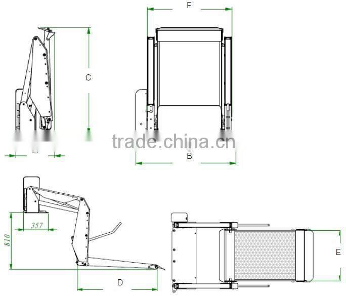 high quality 12V/24V WL-D-880U electric and hydraulic wheelchair lift for van and minivan