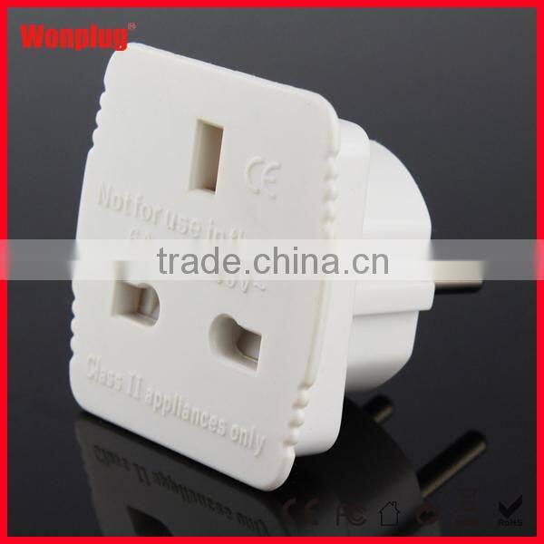 White/Black Adapter UK TO EU Europe European Travel Adaptor Plug 2 Pin Wonplug Travel