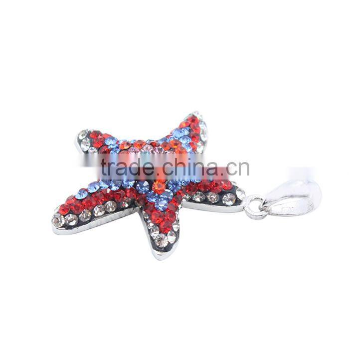 colourful CZ pendant starfish gemstone jewelry colourful starfish pendant