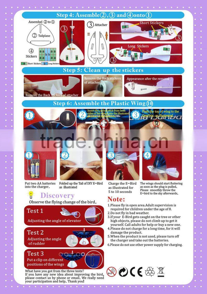 Diy E-Bird Make your own flying bird toy creativity toy electric bird for kids