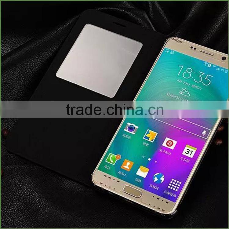 Hot Sale PU Leather Case for SAMSUNG NOTE 5 with windows , case for Samsung Galaxy note 5