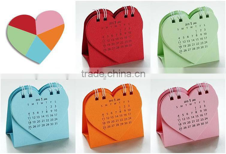 2015 Heart Shaped Desk Calendar/Mini Desktop Calendar/Table Calendar Printing