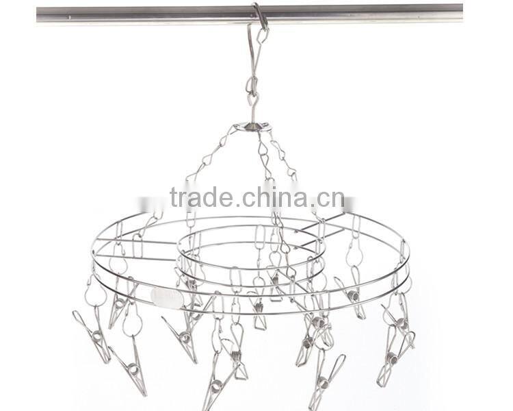 98768 Stainless steel Sock Hanger with 16 clips /stainless steel clothes rack