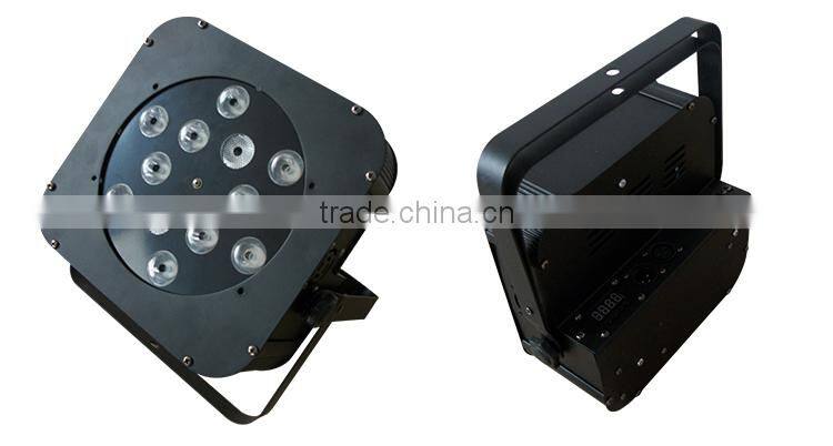 10W12 rgbw stage wireless led flat par can