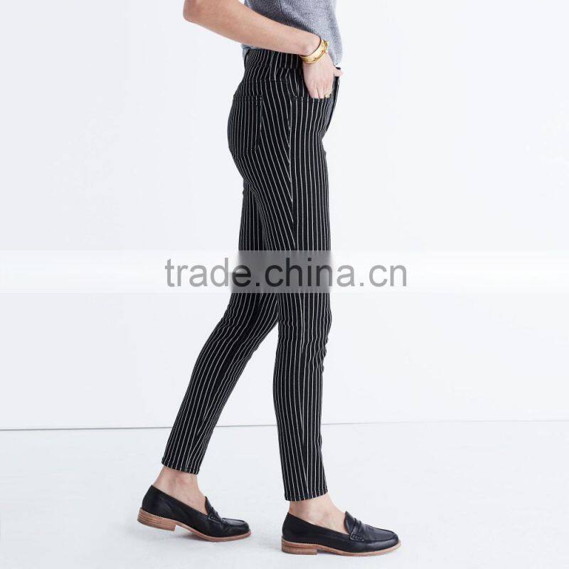 White & Black Striped price of denim jeans Look Slimmer