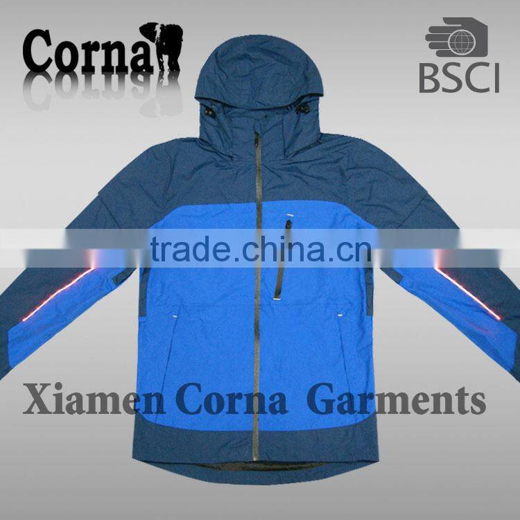 men yellow ski jacket with LED light in sleeve