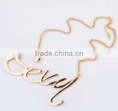 Fashion summer letter pendant gold necklace
