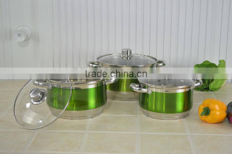 6 pieces green cooking pot/nontoxic cookware/casserole dish