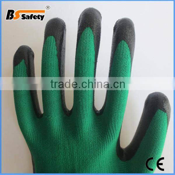 BSSAFETY black Nitrile Coated Work Gloves Knitted Wrist Cheap price
