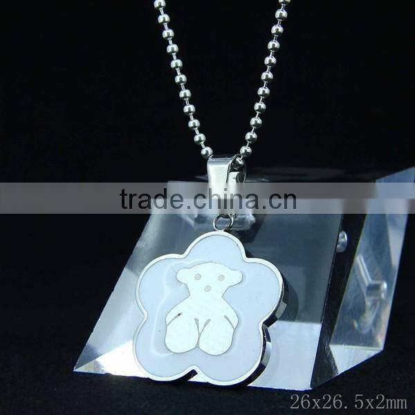 Fashion Flower Metal pendant with diamond for ladies