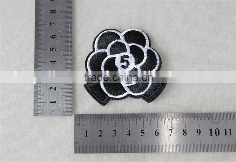 mystical embroidery textile patches gardenia black and white match pattern trim 6*7cm for dress
