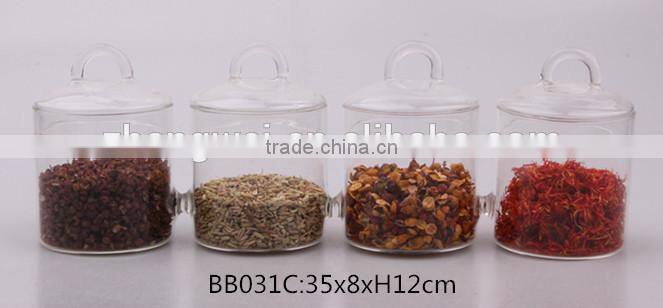 2014 new design high clear blown glass jar with glass lid used to storage food