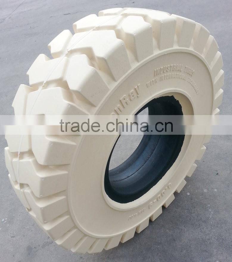 600-9 white color rubber non-marking solid tire made in china