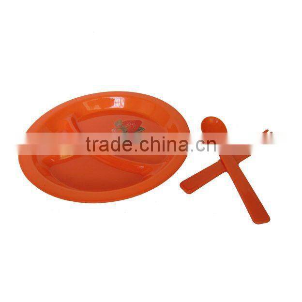 5pcs round plate plastic dinnerware picnic set