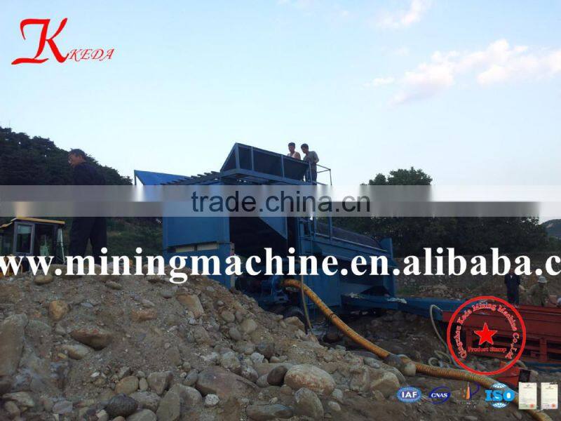 diesel engine Mobile gold trommel mining machine for small miner