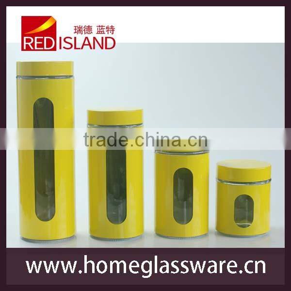 sugar coffee tea pasta storage glass jar with stainless steel casing