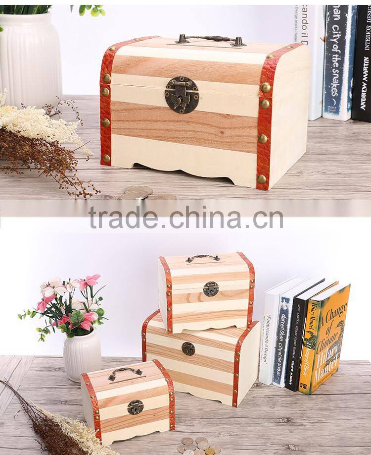 Antique Kid's DIY Wooden Piggy Bank House creative high quality wooden coin box