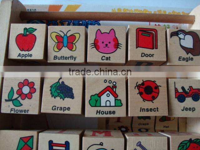 Custom alphabet wooden block set,wooden alphabet blocks toy