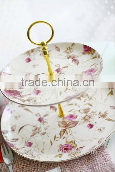 2-layer porcelain cake plate