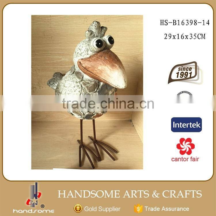 14 Inch Large Iron Craft Garden Stone Bird Carving Sculpture
