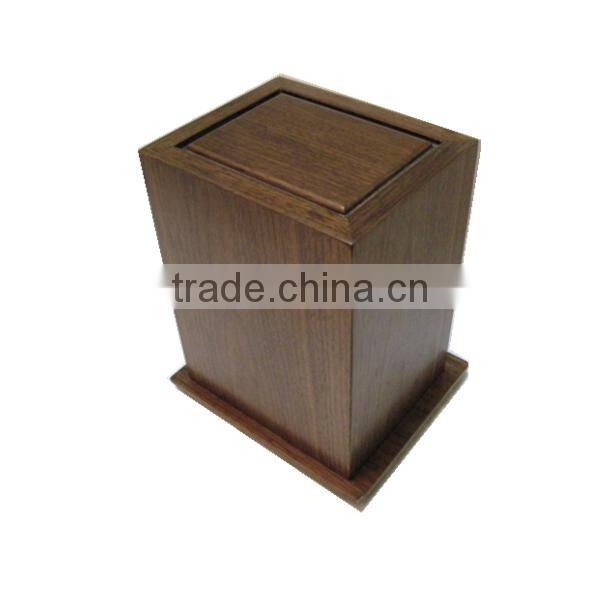 Simple design wholesale wooden urn box for ashes with circle sunken