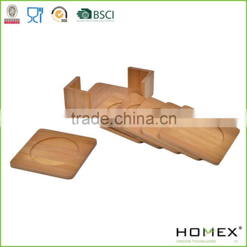 Bamboo Cup Pad Coaster Set/Bamboo Kitchenware/Homex_FSC/BSCI Factory