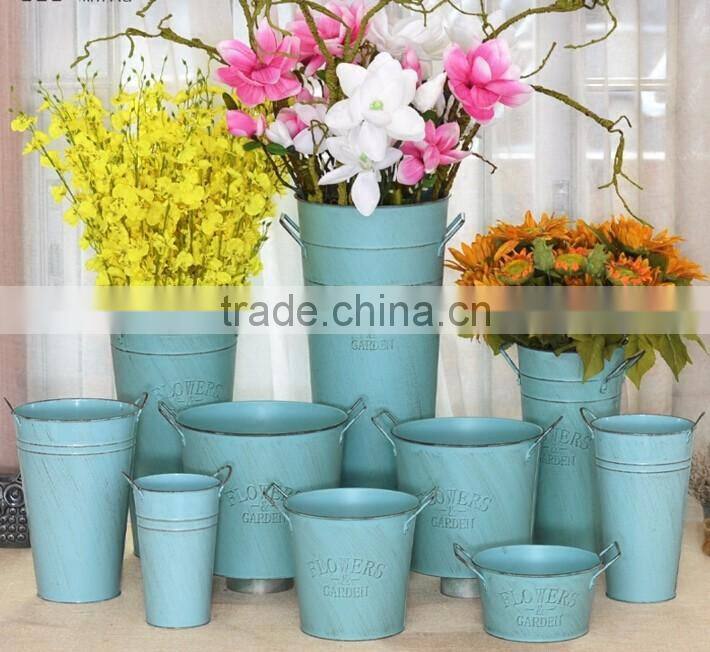 decorative hanging flower planters with factory wholesale galvanized iron planters garden metal flower pots