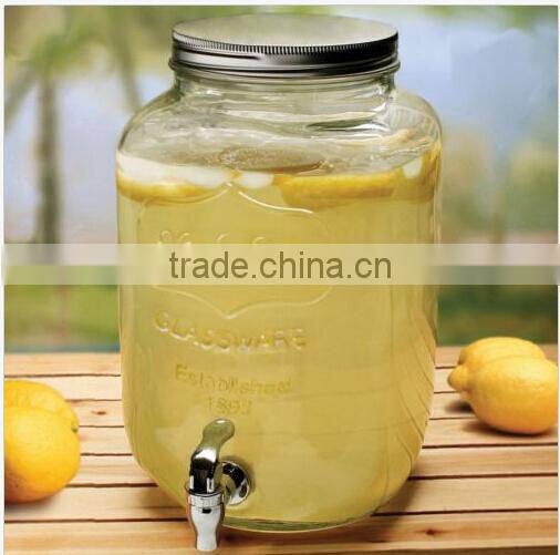 High quality clear glass container with tap