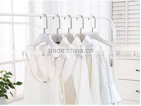 Old flat white lady clothing store retro Anti skid coat hanger white wood hanger
