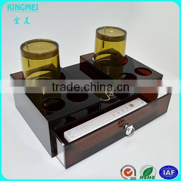 2016 customized wholesale acrylic hotel cup holder tray,pmma tawny drawer box