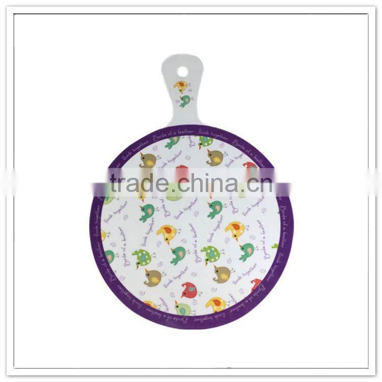 Round full printing with handle melamine cutting board