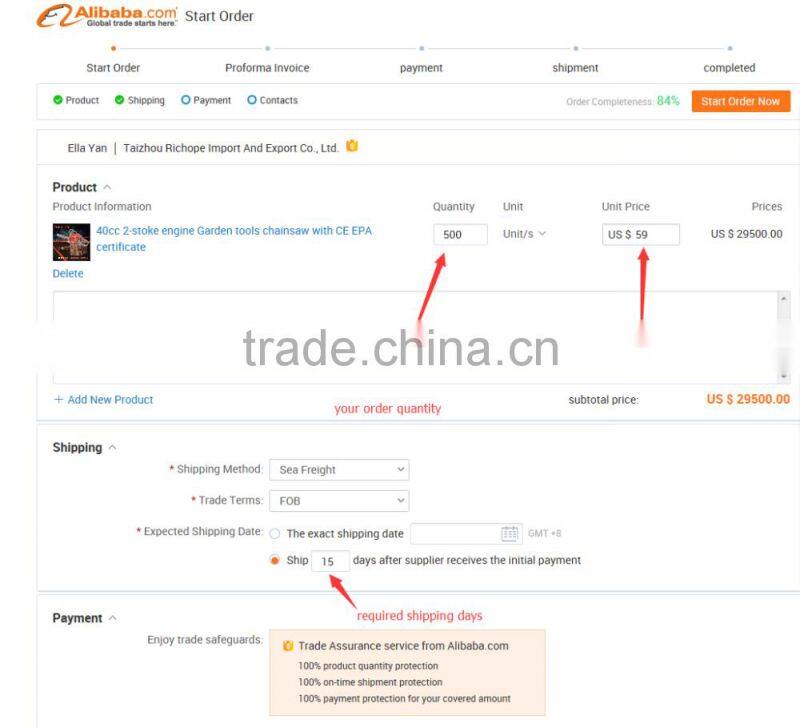 Promotion for best sell chainsaw 45cc