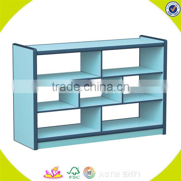 Wholesale customized wooden kids shelf , elegant and simple style wooden storage shelf toy for kids W08C212