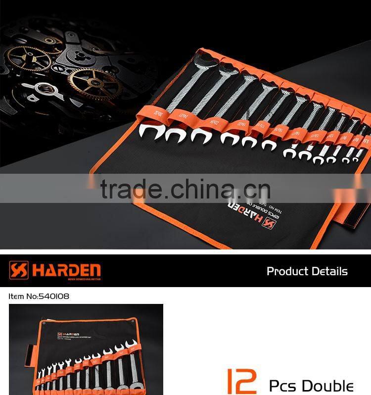 12pcs double open -end spanner set handle tools chrome vanadium spanner