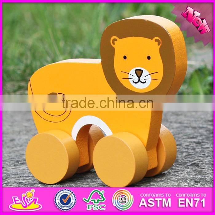 2017 New products kids lion car toy wooden toy plans W04A320