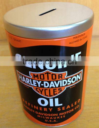 Round plain metal coin bank