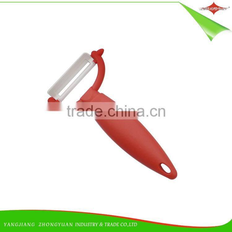 ZY-B30844 super-sharp red kitchen ceramic blade peeler with plastic handle