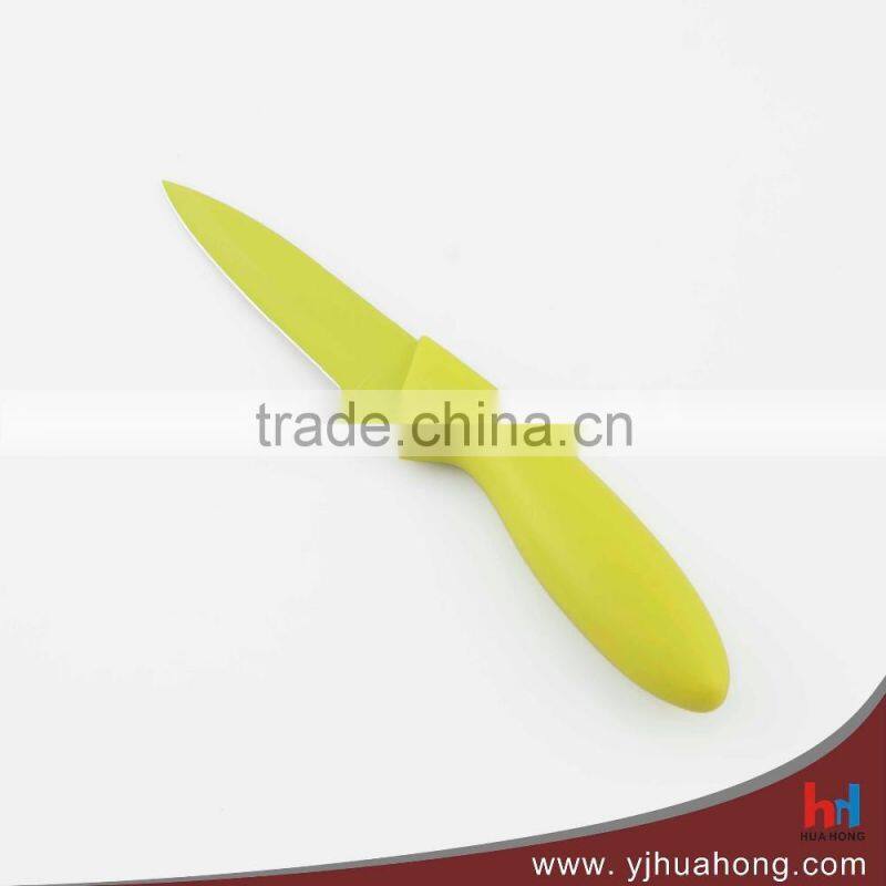 Non-stick color coating flower painting stainless steel kitchen knife,chef knife,santoku knife with serrated blade (HF-42)
