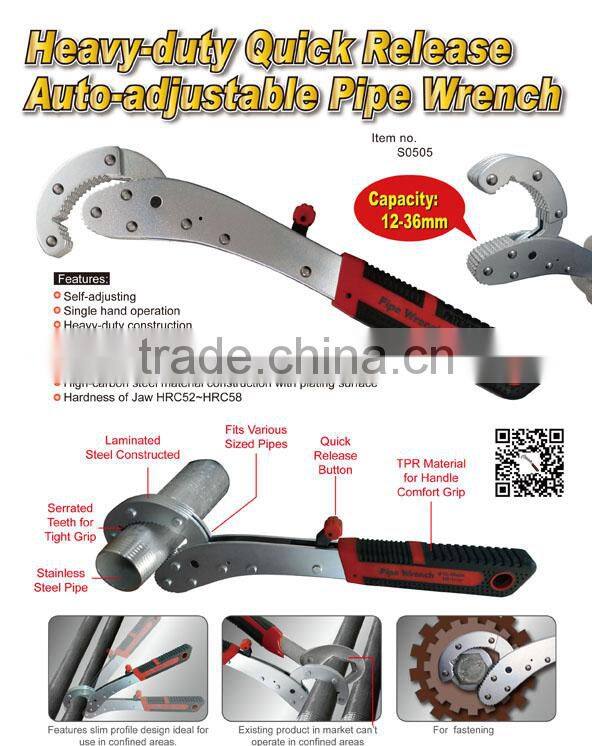 Heavy-duty Quick Release Auto-adjustable Pipe Wrench