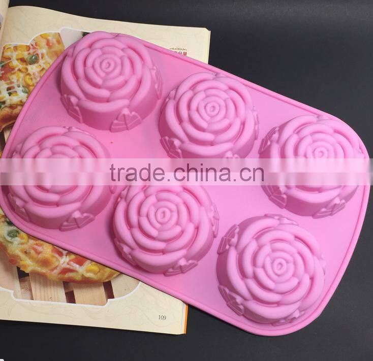 10110 6pcs roses shaped silicone chocolate mould and mold