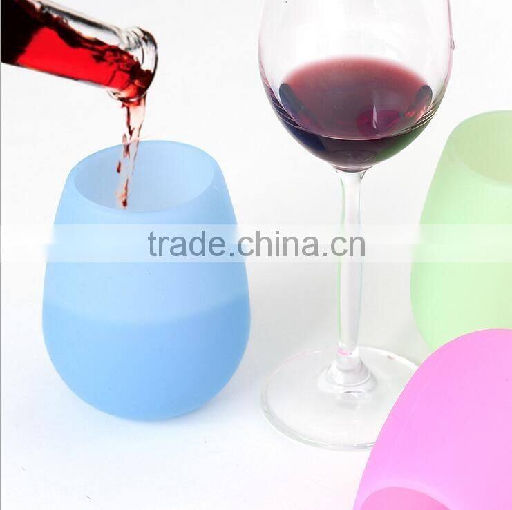 Custom LOGO Wine Cup Food Grade Unbreakable Stemless Cup Cheap Colored Silicone Wine Glasses For Outside Parties