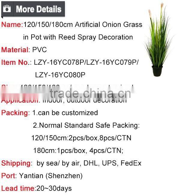 120 / 150 / 180 cm Synthetic Grass Artificial Potted Onion Grass with Reed Fake Grass Pots Plants