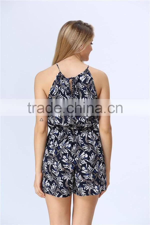 New Arrived Fashion Halter Neckline Print Women Playsuit/Jumpsuits